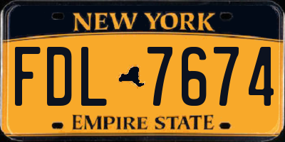 NY license plate FDL7674