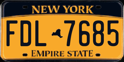 NY license plate FDL7685