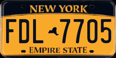 NY license plate FDL7705