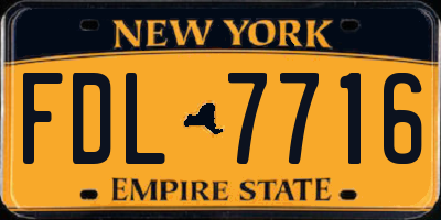NY license plate FDL7716