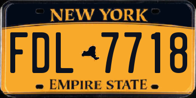 NY license plate FDL7718