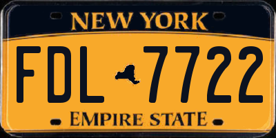 NY license plate FDL7722