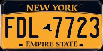 NY license plate FDL7723