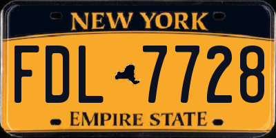NY license plate FDL7728