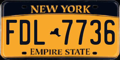 NY license plate FDL7736
