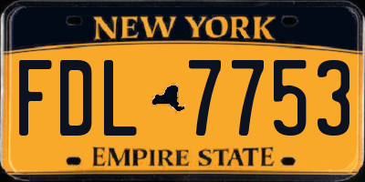 NY license plate FDL7753