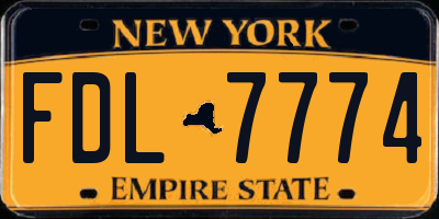 NY license plate FDL7774