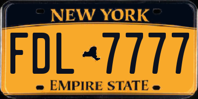 NY license plate FDL7777
