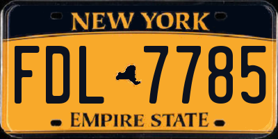 NY license plate FDL7785