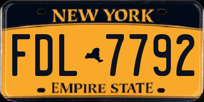 NY license plate FDL7792