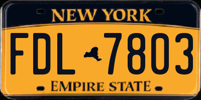 NY license plate FDL7803