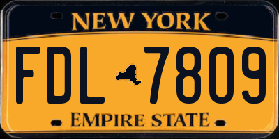 NY license plate FDL7809