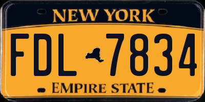 NY license plate FDL7834