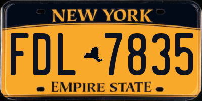 NY license plate FDL7835