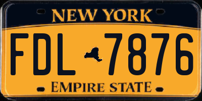 NY license plate FDL7876