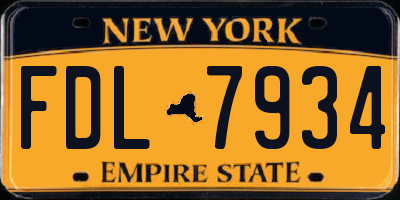 NY license plate FDL7934