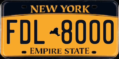 NY license plate FDL8000