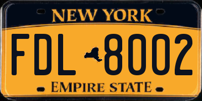 NY license plate FDL8002