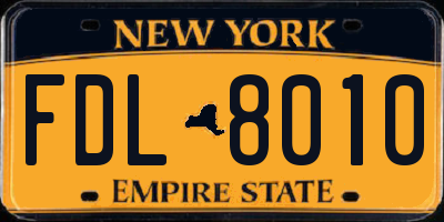 NY license plate FDL8010