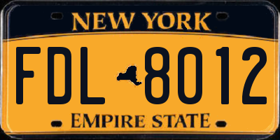 NY license plate FDL8012
