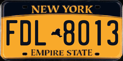 NY license plate FDL8013