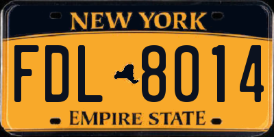 NY license plate FDL8014