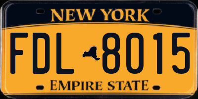 NY license plate FDL8015