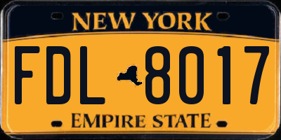 NY license plate FDL8017