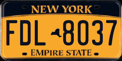 NY license plate FDL8037