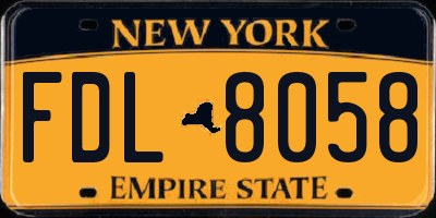 NY license plate FDL8058