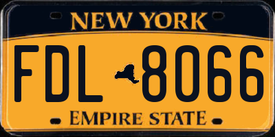 NY license plate FDL8066