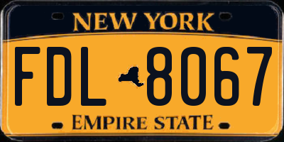 NY license plate FDL8067