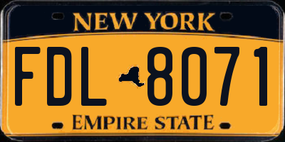 NY license plate FDL8071