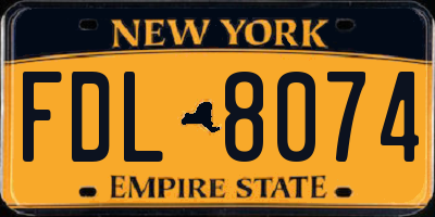 NY license plate FDL8074