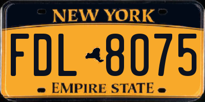 NY license plate FDL8075
