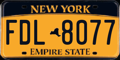 NY license plate FDL8077
