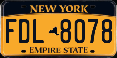 NY license plate FDL8078