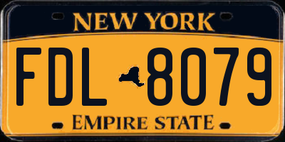 NY license plate FDL8079