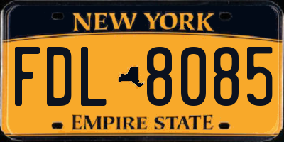 NY license plate FDL8085