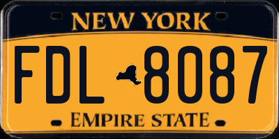 NY license plate FDL8087