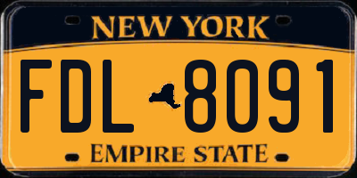 NY license plate FDL8091