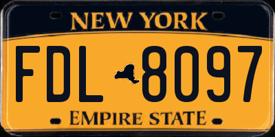 NY license plate FDL8097