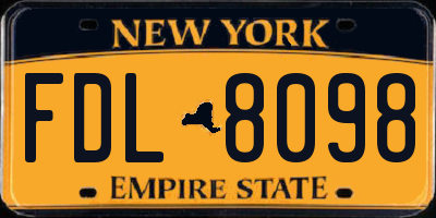 NY license plate FDL8098
