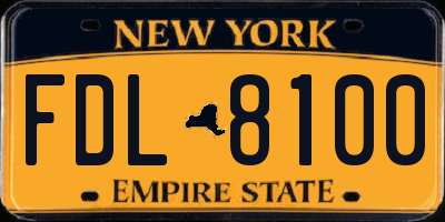 NY license plate FDL8100