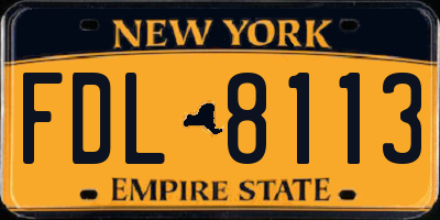 NY license plate FDL8113