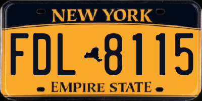 NY license plate FDL8115