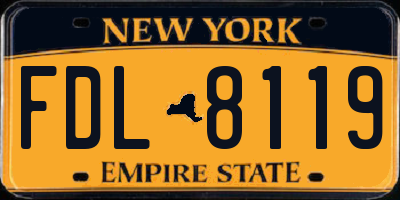 NY license plate FDL8119