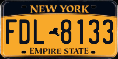 NY license plate FDL8133