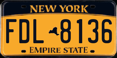 NY license plate FDL8136