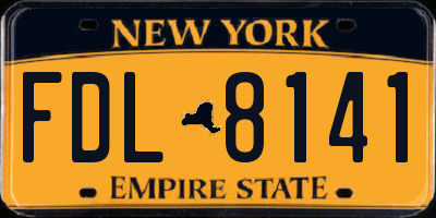 NY license plate FDL8141